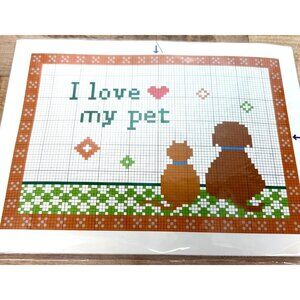 Cross Stitch Kit I Love My Pet 5X7 Embroidery Pattern Craft